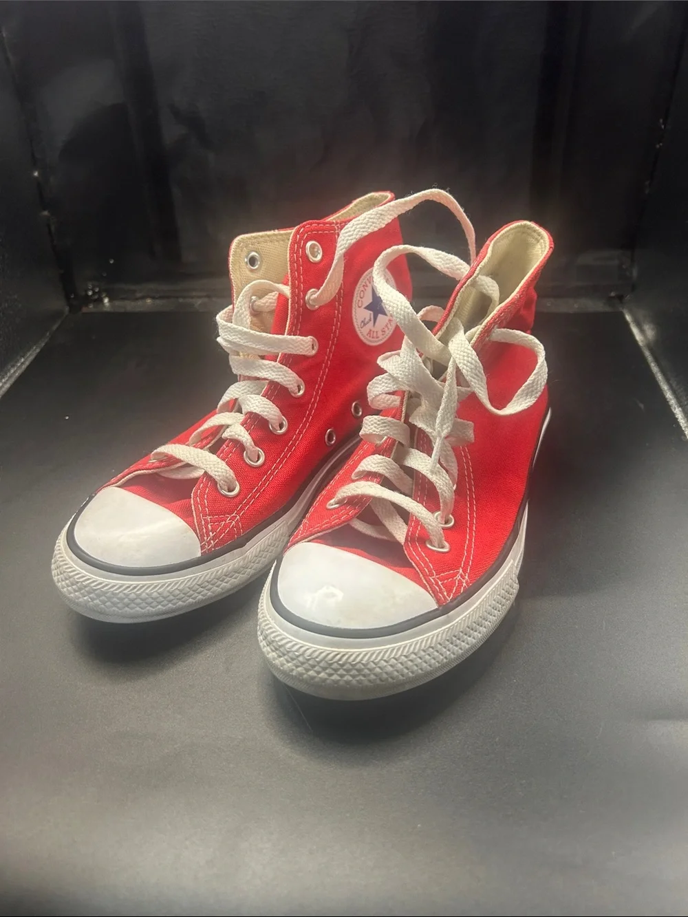 Converse Red High Top Canvas Sneakers with White Accents
